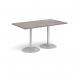 Genoa rectangular dining table with silver trumpet base 1400mm x 800mm - grey oak GDR1400-S-GO