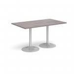 Genoa rectangular dining table with silver trumpet base 1400mm x 800mm - grey oak GDR1400-S-GO