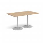 Genoa rectangular dining table with silver trumpet base 1400mm x 800mm - kendal oak GDR1400-S-KO