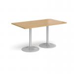 Genoa rectangular dining table with silver trumpet base 1400mm x 800mm - oak