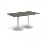 Genoa rectangular dining table with silver trumpet base 1400mm x 800mm - Onyx Grey GDR1400-S-OG