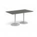 Genoa rectangular dining table with silver trumpet base 1400mm x 800mm - Onyx Grey GDR1400-S-OG