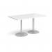 Genoa rectangular dining table with silver trumpet base 1400mm x 800mm - white GDR1400-S-WH