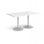 Genoa rectangular dining table with silver trumpet base 1400mm x 800mm - white