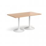 Genoa rectangular dining table with white trumpet base 1400mm x 800mm - beech GDR1400-WH-B