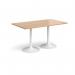 Genoa rectangular dining table with white trumpet base 1400mm x 800mm - beech GDR1400-WH-B