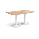 Genoa rectangular dining table with white trumpet base 1400mm x 800mm - beech GDR1400-WH-B