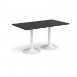 Genoa rectangular dining table with white trumpet base 1400mm x 800mm - Black GDR1400-WH-BK