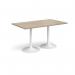 Genoa rectangular dining table with white trumpet base 1400mm x 800mm - barcelona walnut GDR1400-WH-BW