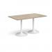 Genoa rectangular dining table with white trumpet base 1400mm x 800mm - barcelona walnut GDR1400-WH-BW