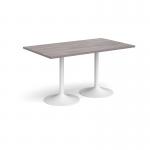 Genoa rectangular dining table with white trumpet base 1400mm x 800mm - grey oak GDR1400-WH-GO