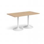 Genoa rectangular dining table with white trumpet base 1400mm x 800mm - kendal oak GDR1400-WH-KO