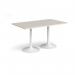 Genoa rectangular dining table with white trumpet base 1400mm x 800mm - Light Grey GDR1400-WH-LG