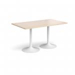 Genoa rectangular dining table with white trumpet base 1400mm x 800mm - maple