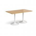 Genoa rectangular dining table with white trumpet base 1400mm x 800mm - oak GDR1400-WH-O