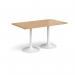 Genoa rectangular dining table with white trumpet base 1400mm x 800mm - oak GDR1400-WH-O