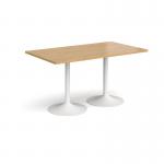 Genoa rectangular dining table with white trumpet base 1400mm x 800mm - oak GDR1400-WH-O
