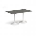 Genoa rectangular dining table with white trumpet base 1400mm x 800mm - Onyx Grey GDR1400-WH-OG