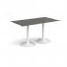 Genoa rectangular dining table with white trumpet base 1400mm x 800mm - Onyx Grey GDR1400-WH-OG
