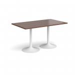 Genoa rectangular dining table with white trumpet base 1400mm x 800mm - walnut