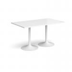 Genoa rectangular dining table with white trumpet base 1400mm x 800mm - white GDR1400-WH-WH