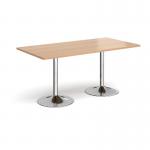 Genoa rectangular dining table with chrome trumpet base 1600mm x 800mm - beech