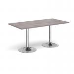 Genoa rectangular dining table with chrome trumpet base 1600mm x 800mm - grey oak GDR1600-C-GO