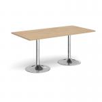 Genoa rectangular dining table with chrome trumpet base 1600mm x 800mm - kendal oak GDR1600-C-KO