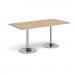 Genoa rectangular dining table with chrome trumpet base 1600mm x 800mm - kendal oak GDR1600-C-KO