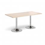 Genoa rectangular dining table with chrome trumpet base 1600mm x 800mm - maple