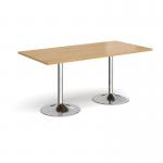 Genoa rectangular dining table with chrome trumpet base 1600mm x 800mm - oak