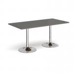 Genoa rectangular dining table with chrome trumpet base 1600mm x 800mm - Onyx Grey GDR1600-C-OG