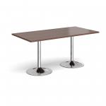 Genoa rectangular dining table with chrome trumpet base 1600mm x 800mm - walnut