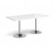 Genoa rectangular dining table with chrome trumpet base 1600mm x 800mm - white GDR1600-C-WH