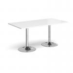 Genoa rectangular dining table with chrome trumpet base 1600mm x 800mm - white GDR1600-C-WH