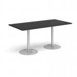 Genoa rectangular dining table with silver trumpet base 1600mm x 800mm - Black GDR1600-S-BK