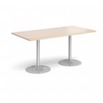 Genoa rectangular dining table with silver trumpet base 1600mm x 800mm - maple