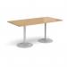 Genoa rectangular dining table with silver trumpet base 1600mm x 800mm - oak GDR1600-S-O