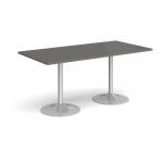 Genoa rectangular dining table with silver trumpet base 1600mm x 800mm - Onyx Grey GDR1600-S-OG
