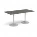 Genoa rectangular dining table with silver trumpet base 1600mm x 800mm - Onyx Grey GDR1600-S-OG