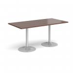 Genoa rectangular dining table with silver trumpet base 1600mm x 800mm - walnut