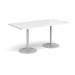 Genoa rectangular dining table with silver trumpet base 1600mm x 800mm - white GDR1600-S-WH