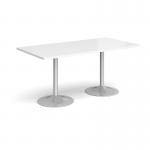 Genoa rectangular dining table with silver trumpet base 1600mm x 800mm - white