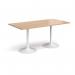 Genoa rectangular dining table with white trumpet base 1600mm x 800mm - beech GDR1600-WH-B