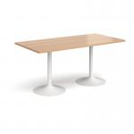 Genoa rectangular dining table with white trumpet base 1600mm x 800mm - beech
