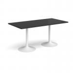 Genoa rectangular dining table with white trumpet base 1600mm x 800mm - Black GDR1600-WH-BK
