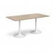 Genoa rectangular dining table with white trumpet base 1600mm x 800mm - barcelona walnut GDR1600-WH-BW