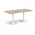 Genoa rectangular dining table with white trumpet base 1600mm x 800mm - barcelona walnut GDR1600-WH-BW