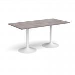 Genoa rectangular dining table with white trumpet base 1600mm x 800mm - grey oak GDR1600-WH-GO