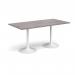 Genoa rectangular dining table with white trumpet base 1600mm x 800mm - grey oak GDR1600-WH-GO